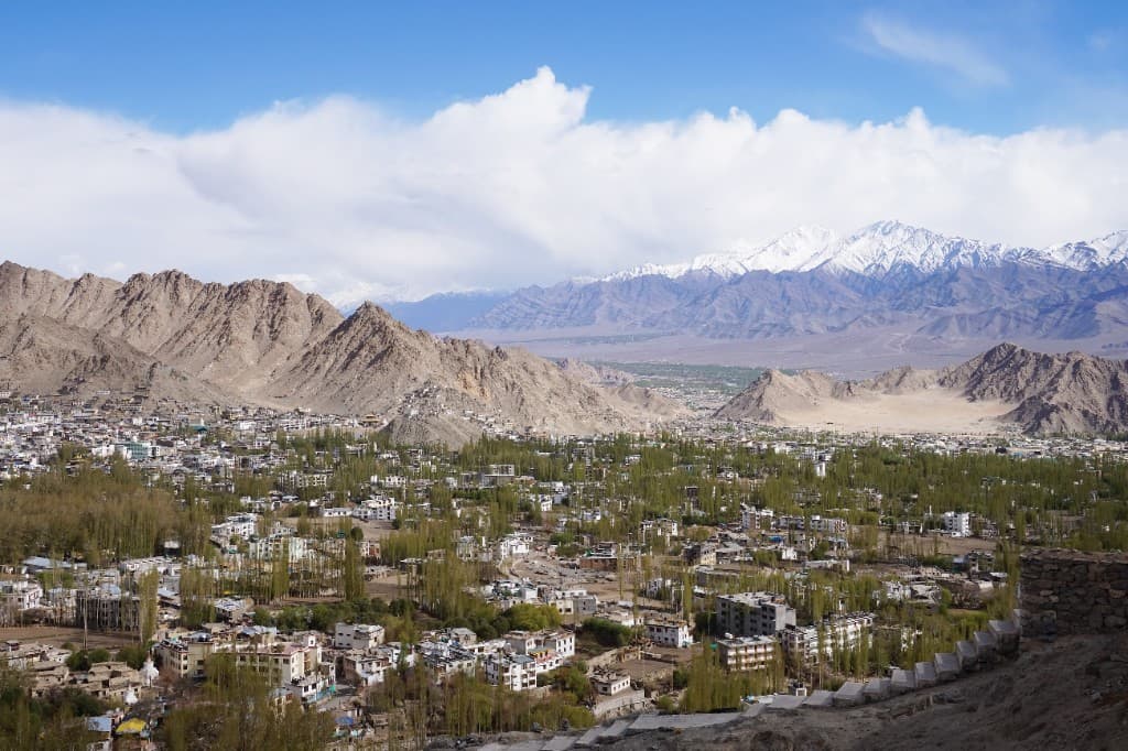Panoramic view of Leh town and Ladakh mountains — Ladakh taxi service routes